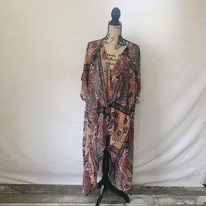 Umgee Boho Paisley Asymmetrical Kimono M/L